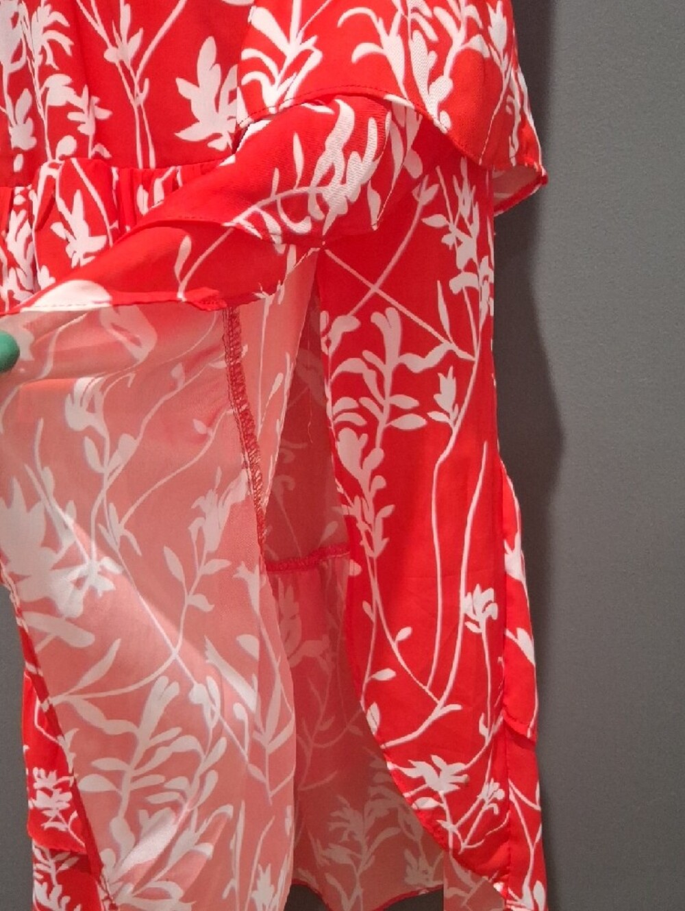 Red Floral Ruffle High-Low Skirt - Picture 2 of 4